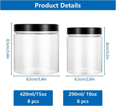 Набір контейнерів для зберігання продуктів 16 шт. (240мл + 420мл) з кришкою, BPA-Free, прозорі