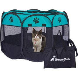 Клітка-манеж для собак та котів XianghuangTechnology, м'яка тканина, портативна, складана, діаметр 78,9 см x висота 58,9 см, блакитна