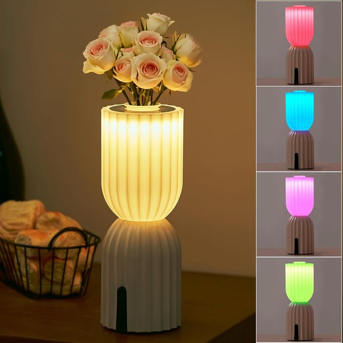 Світлодіодна настільна лампа бездротова акумуляторна, RGB з USB-C, димується, IP54, бежева для вітальні, балкона, саду