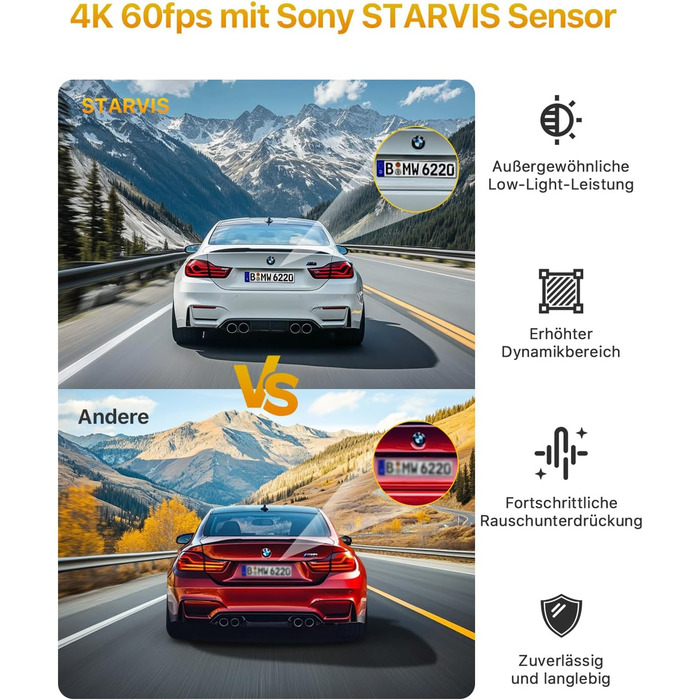 Відеореєстратор GKU 4K+2.5K з Wi-Fi 5GHz, GPS, Нічне Бачення STARVIS, IPS-дисплеєм 1.5', 24h парковка, 360° обертання, 64GB SD-карта, чорний