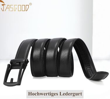 Чоловічий шкіряний ремінь JasGood з автоматичною пряжкою, 33 мм, для костюма, офісний, повсякденний (чорний, 115 см, обхват талії 85-100 см)