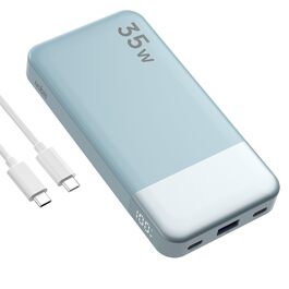 Power Bank NOBIS 35W 10000 mAh з двома USB-C та USB-A, цифровим дисплеєм (Блакитний)