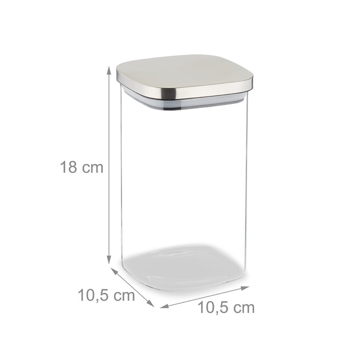 Relaxdays Set of 3 Storage Jars with Lid, 1200 ml
