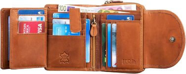 Benthill Women's Wallet Genuine Leather - Compact Leather Wallet with Plenty of Space - High-Quality Women's Wallet with Many Compartments, Color: Brown