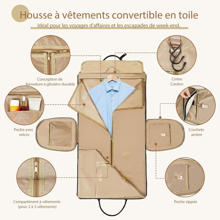 Сумка-органайзер для подорожей 50 л, 2-в-1: сумка та водонепроникне взуття з антизминальним системою для жінок та чоловіків – ідеально для ділових поїздок та відпочинку (Бежевий)