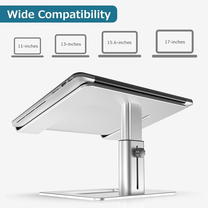 Підставка для ноутбука GOKEDA, ергономічна регульована, з алюмінієвого сплаву, сумісна з MacBook, Dell, HP, Lenovo, Samsung (11-17 дюймів), срібна