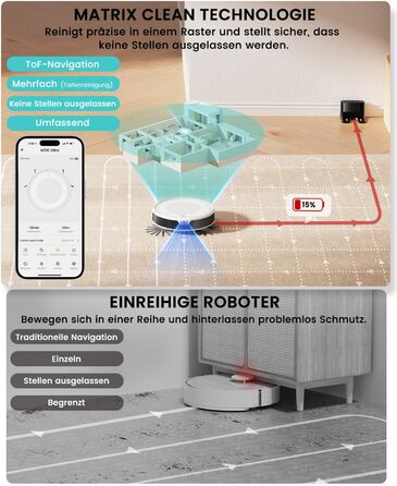 Робот-пилосос LEFANT M310 Ultra: потужність 6000Pa, вологе прибирання, лазерна навігація, керування через додаток та Alexa, захист від заплутування шерсті, білий