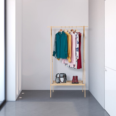 Relaxdays Folding Clothes Rack with Shelf