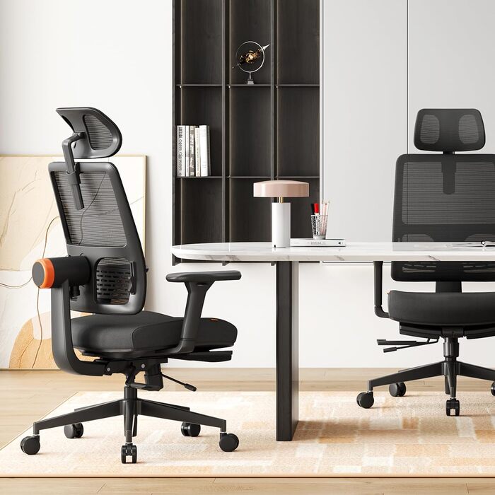 Офісне крісло Newtral MAGICH-BP з підніжкою: ергономічне, з підголівником та підлокітниками