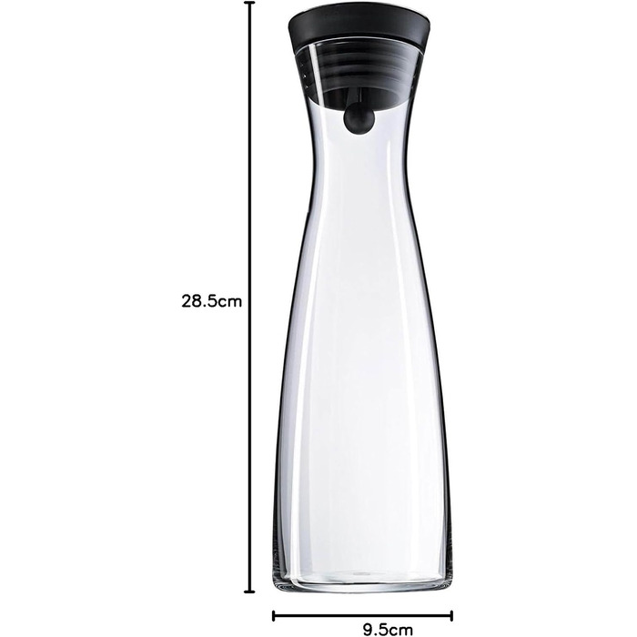 WMF Basic Water Carafe 1.5 Liter, Glass Carafe with Lid, Silicone Lid, CloseUp Closure