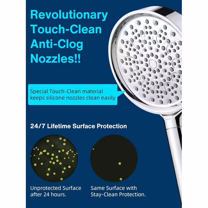 Cobbe Shower Head with Filter, High-Pressure Handheld Shower with Hose, 6 Spray Patterns Water-Saving Shower Head with 20-Layer Filtration, Shower Head for Hard Water, Residual Chlorine, Bacteria, and Heavy Metals (Chrome Finish)