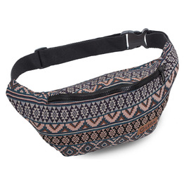 Бомбаз - поясна сумка на стегні з 100% бавовни, поясна сумка, сумка через плече, бохо, хіпі, племінний стиль (GT dklBlauRauteStrahlWeiß)