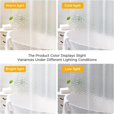 Шторка для душу AiQInu 180x200 см, 3D Eva, прозора, антигрибкова, водонепроникна, для ванної кімнати, з 12 гачками