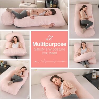 Подушка для вагітних GKXLH – підтримка спини, живота та стегон. J-подібна подушка для вагітних з охолодженням (рожевий)