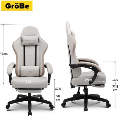 Ігровий крісло GTPLAYER Ergonomiczne з підлокітниками, підставкою для ніг та м'якою оббивкою (Бежево-коричневий)