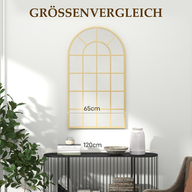 HOMCOM Wall Mirror, Wardrobe Mirror, 110 x 62cm Decorative Hanging Mirror with Metal Frame for Bedroom & Living Room in Gold