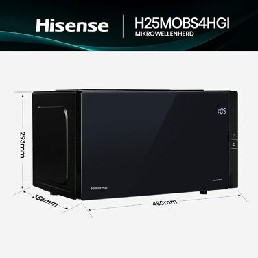 Мікрохвильова піч Hisense H20MOBS4HI 25 л з InverterTech, керамічним покриттям та цифровим керуванням