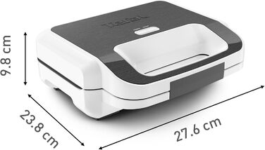 Tefal SW7011 Snack XL Sandwich Maker & Waffle Iron | 2 non-stick platesets | Extra deep shape | Plates are dishwasher safe | Includes recipe booklet | 850W | 27.6 x 23.8 x 9.8 cm Single
