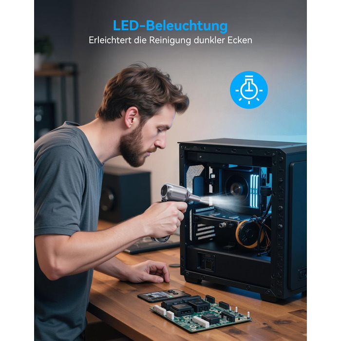 Електричний пилосос-піногенератор Orantronx Air Duster 200000 об/хв, 4-ступенева регулювання, акумуляторний, USB-зарядка, для ПК, клавіатури, авто, дивану, ноутбука, дому, вулиці