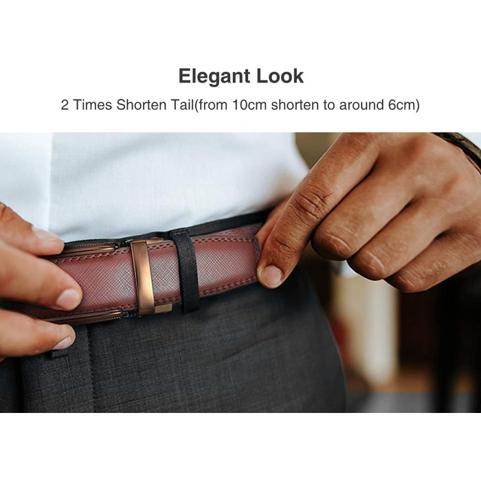 Чоловічий шкіряний ремінь CHAOREN з автоматичною пряжкою, 35 мм, без дірок, регульований розмір, для ділового костюма
