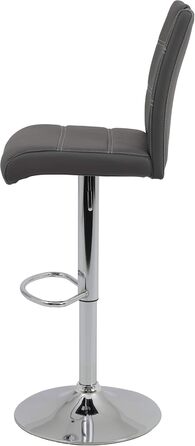 Hela Miranda Bar Stools - 2 Pack, Adjustable Height, 360° Swivel, Grey Faux Leather - Bistro Chairs
