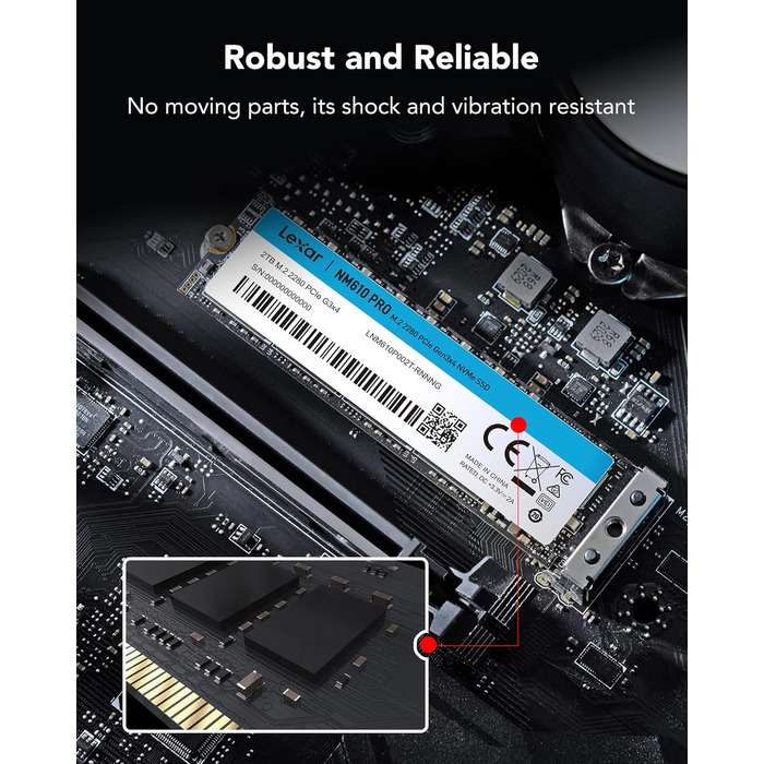 Lexar NM610 PRO 1TB SSD: Швидкий M.2 NVMe SSD для ноутбука та ПК (3300 МБ/с)