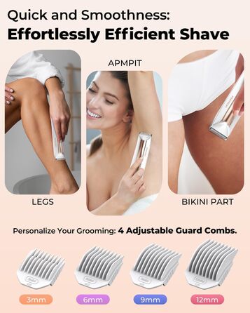 Електричний жіночий тіло-тример PRITECH для бікіні. Вологозахищений (IPX7), USB, з зарядною станцією