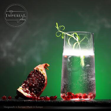 IMPERIAL Glass Drinking Glasses Set - 450ml & 550ml, 12-Piece - Water Glasses, Juice Glasses, Highball Glasses, Cocktail Glasses