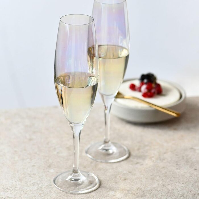 Krosno - Venice Rainbow Champagne Glasses 6 x 200ml | Prosecco Glasses | Wedding Gift | Crystal Glass | Lead-Free Glass | Scratch-Resistant | Gift Idea