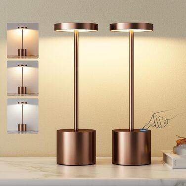 LED настільна лампа бездротова, акумуляторна, торшероподібна, сенсорна, диммування, 3 колірні температури, регулювання яскравості, для спальні, кафе, чорна, 1 шт. (кава)