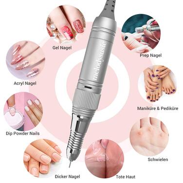 Електричний фрезер для нігтів MelodySusie 30000 об/хв: професійний набір для манікюру та педикюру з педалем, для гелю та акрилу, білий