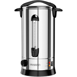 MONZANA® Glühweinkocher 6.8L with Tap, Drip Tray, Thermostat 30-110°C, Hot Beverage Dispenser, Stainless Steel, Preserving Pot, Punch Pot, Hot Beverage Machine (20 L)