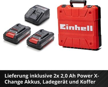Акумуляторний дриль-шуруповерт Einhell TP-CD 18/50 Li BL Power X-Change (18 В, Brushless, 50 Нм, 2 швидкості, патрон 13 мм, 2 x 2.0 Ah, зарядний пристрій, кейс)