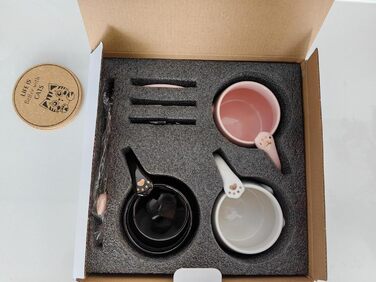 Set of 3 Cat Cups - Cute Ceramic Cat Cups with Lid, Spoon, and Coaster. Cat Coffee Mug for Women, Kids, 380ml. Christmas, Birthday Cat Gift Mug (Black, White, Pink)