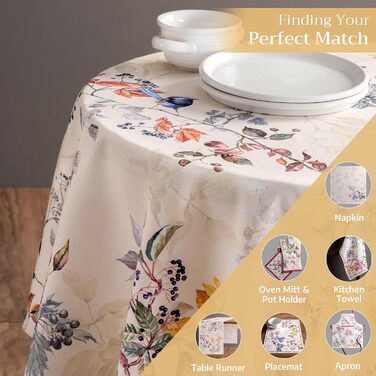 Скатертина Maison d' Hermine Equinoxe, 100% бавовна, бежева, кругла 170 см, для кухні, їдальні, свят, весіль