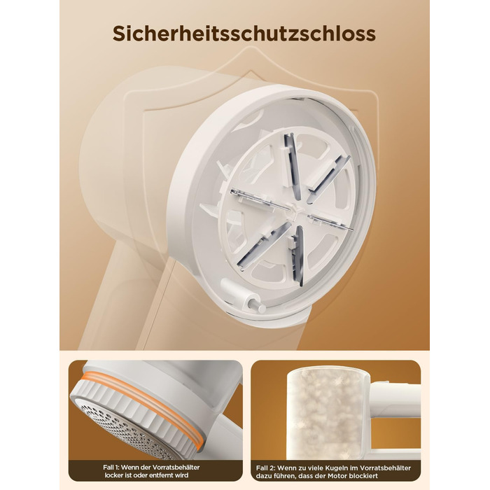 Електричний видальник ворсу 2-в-1 з трьома швидкостями для всіх тканин, з цифровим дисплеєм, 3 леза, USB-C кабель (Білий)