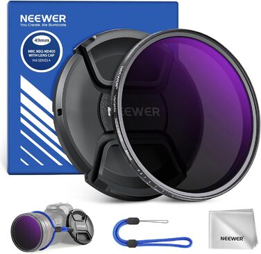 NEEWER 49mm ND2-400 змінний нейтральний фільтр (градуйований) для об'єктивів, з кришкою, стрічкою, серветкою