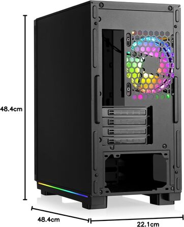 Корпус для ігрового ПК VITRUM PRO - Midi Tower з RGB підсвічуванням, скляна бічна панель, встановлені вентилятори, підтримка ATX/mATX/Mini-ITX, білий, чорний