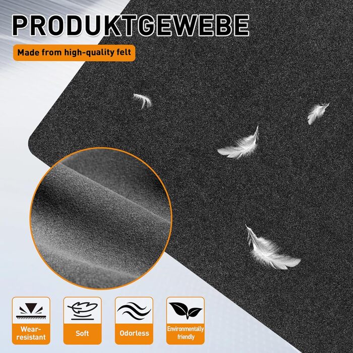 Підкладка під стіл з фетру 100 x 43 см, велика миша, антиковзаюча, для офісу та дому (темно-сірий)