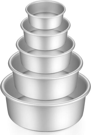 Gesentur Cake Pan Set - Round Baking Pans Made of Anodized Aluminum with Non-Stick Coating, Removable Bottom, 5 Sizes (5