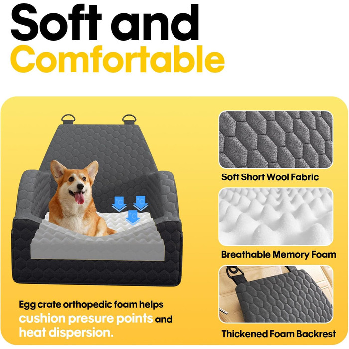 Автокрісло для собак UNICITII, чорне, до 13.6 кг (S), з ременем безпеки