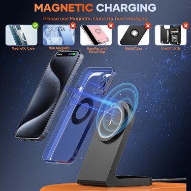 Бездротовий зарядний пристрій MagSafe, чорний (G230) - сумісний з iPhone 15, 14, 12, AirPods Pro 2, AirPods 3