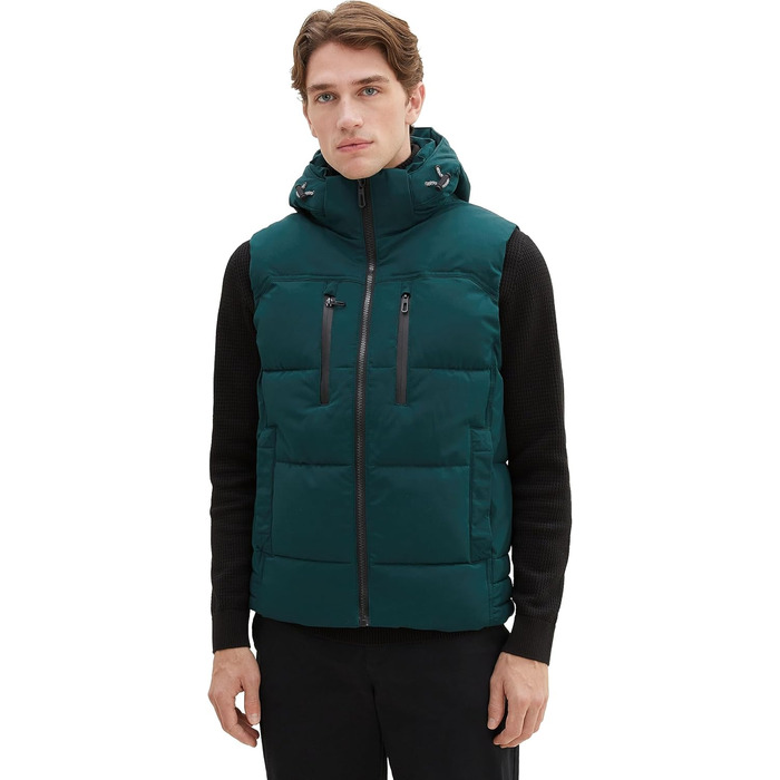 Жилет чоловічий Tom Tailor з капюшоном, утеплений, Deep Green Lake (XXL)