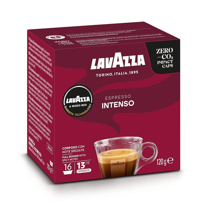 Кава в капсулах Lavazza A Modo Mio Espresso Intenso, інтенсивність 13, суміш Арабіки та Робусти, середньо-темне обсмаження, 64 капсули (4 упаковки по 16 шт)