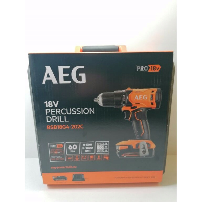 Ударний дриль-шурупокрут AEG 18V з 2 акумуляторами по 2Аг
