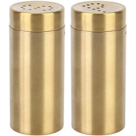 Набір для спецій Nikou: 2 шт. скляні солілки та перечниці з нержавіючої сталі, золоті