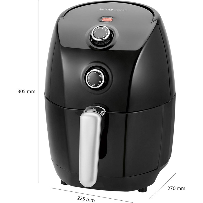 Аерофритюрниця Clatronic FR 3698 H, без олії, 1.5 л, термостат 80-200°C, таймер 30 хв, чорна