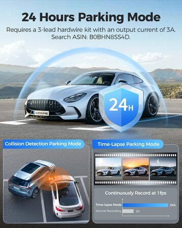 Dashcam AZDOME PG17 4K: Дзеркало заднього виду з відеозаписом, WiFi, GPS, нічне бачення, голосове керування, 64GB карта в комплекті