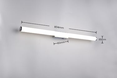Trio Leuchten LED Bathroom Wall Light Mattimo 283274106, Metal Chrome, White Plastic, 4.3 Watt LED (Width 80cm)