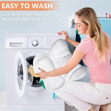 Подушка для ванни з підтримкою шиї та спини, 4D Air Mesh, 6 присосок, 43.5x43см (біла)